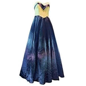 VTG 80s Gunne Sax Jessica McClintock Black Satin Strapless dress Gown Sz 5 Prom - Picture 1 of 16
