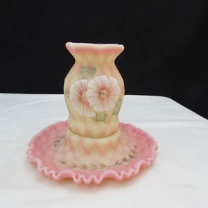 Fenton Burmese Diamond Optic Hand Painted 1 pc. Fairy Light Special Order W850 - Picture 1 of 7