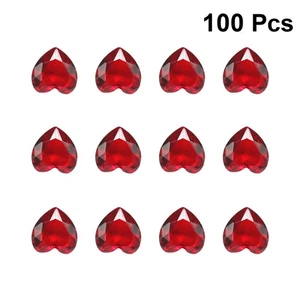 10 Pcs Ruby Glass Table Company Valentines Day Mini Heart Ornaments - Picture 1 of 11