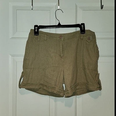 Pantalones cortos para mujer talla 4 mezcla de lino tostado de AB Studio Foto 1 de 4