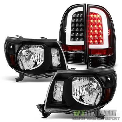 Faros de repuesto para Toyota Tacoma 2005-2011 negros + tubo de luz LED lámpara trasera Foto 1 de 4