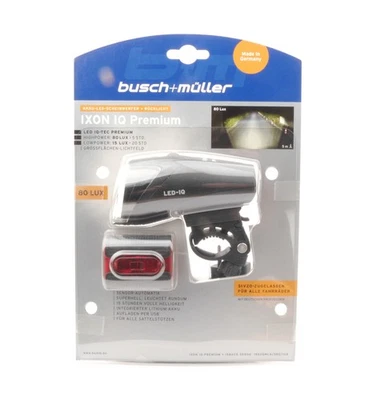 Busch & Müller Ixon IQ Premium + IXback Senso mit Halter Akku LED Scheinwerfer