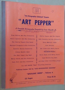 Art Pepper Diskographie von Jazz Discographies Unlimited, Ernie Edwards, um 1965 - Bild 1 von 5