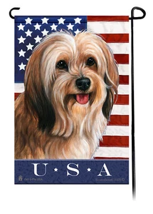 Patriotic USA Garden Flag - Red Sable Tibetan Terrier 136B - Picture 1 of 1