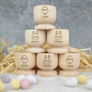Tazas de huevos personalizadas con portavasos duro hervido regalo de Pascua para niños niños niños - Imagen 1 de 20