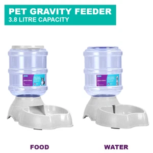 Automatic Plastic Pet Dog Cat Water Food Feeder Bowl Fountain Dispenser 3.8L FD - Picture 1 of 10