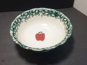  ❤️Vintage Stoneware Spongeware Spatterware Apple 8” Serving Bowl  Country Decor - Picture 1 of 4