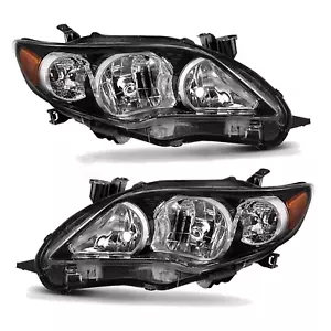 For 2011 2012 2013 Toyota Corolla LH & RH Headlight Lamp Pair Black Housing Set - Picture 1 of 24