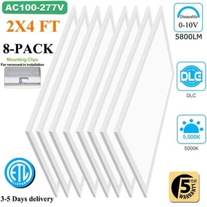 2x4 LED Thin Edge-Lit Light 8 Pack 75 Watt 5000K, Dimmable Drop Ceiling Lights - Picture 1 of 12