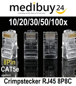 Fiche à sertir RJ45 CAT5e câble patch modulaire réseau 8P8C RJ-45 CAT 5e mâle - Photo 1/7