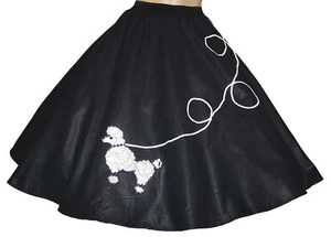 Conjunto de 4 piezas falda caniche negra años 50 talla grande - cintura 35"-45" - longitud 25" - Imagen 1 de 4