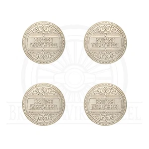 British Wire Wheel Vintage Chrome Metal Wheel Chip Emblems, 2.25", Set or Single - Picture 1 of 21
