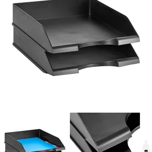 Amazon Basics Vassoio da Scrivania Impilabile Organizzatore Lettere Ufficio - Confezione da 2, Nero - Foto 1 di 1