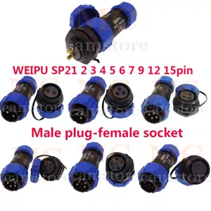 WEIPU SP21 2 3 4 5 6 7 9 10 12 15 pin IP68 Waterproof Plug & Socket Connector - Picture 1 of 21