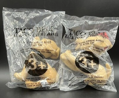 Juguete de peluche vintage sellado 2 Taco Bell parlante Chihuahua perro Yo Quiero Santa LEER Foto 1 de 4