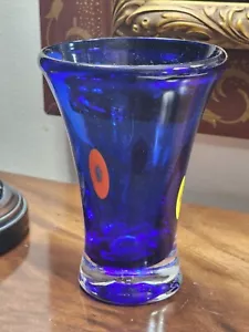 Annieglass Vase Colbalt Blue Millefiori Kunstglas 6" signiert Vintage Wohndeko 1A - Bild 1 von 8