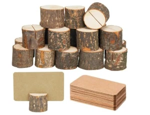 15Pcs Premium Mini Wood Place Card Holders and 30Pcs Kraft Table Place Cards - Picture 1 of 1