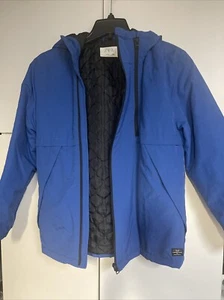 Zara Kids Boys Light Hooded Parka Jacket Blue Sz 11-12 Zip - Picture 1 of 6