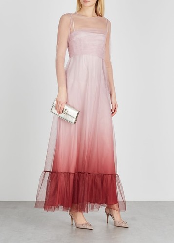 Maxi abito nuovo con etichette rosso Valentino sfumato tulle U.S. 8 46 EU rosa rosa prezzo al dettaglio: $930