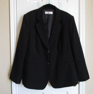 TAHARI Black Tonal Strip 2 Button Blazer ~ SZ 16W - Picture 1 of 6