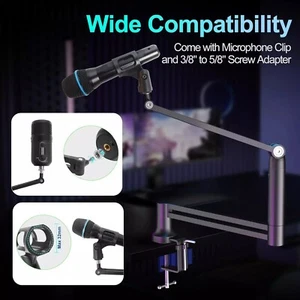 Podcast Microphone Stand 360° Rotatable Low Profile 4-Use Foldable Mic Arm - Picture 1 of 8