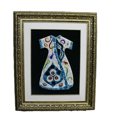 Handmade Ceramic Sufi Dervish Robe Decorative Wall Hanging with Frame 28''x23'' Cover