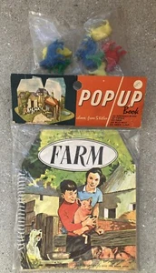 VERY RARE 1950's Children's FARM Pop Up Book NIP w Original Plastic Animals - Imagen 1 de 12