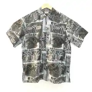 Go Barefoot Mens Aloha Hawaiian Print Short Sleeve Button Front Shirt L Large  - Picture 1 of 4