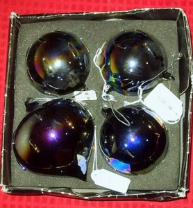 GRANDI RARE DECORAZIONI NATALIZIE IN VETRO BLACK SOFFIATO. - Foto 1 di 10