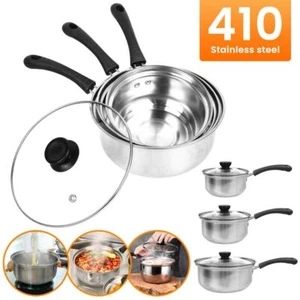 3er Edelstahl Kochtopf Set Kochgeschirr Küche Glasdeckel Topf Set 16-20 cm Töpfe - Bild 1 von 15