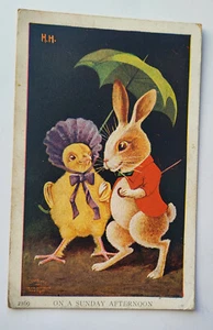 C 1907 BRER RABBIT SER PC ON A SUNDAY AFTERNOON A/S HERMAN HANKE BUNNY & CHICK - Picture 1 of 2