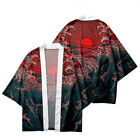 Japanese Retro Art Men Kimono Cardigan Yukata Coat Loose 3/4 Sleeve Outwear Top