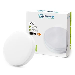 LED Leuchtmittel 8W GX53 matt Lampe super hell 720lm Kaltweiß 6500K 120° 1-10 St - Bild 1 von 46
