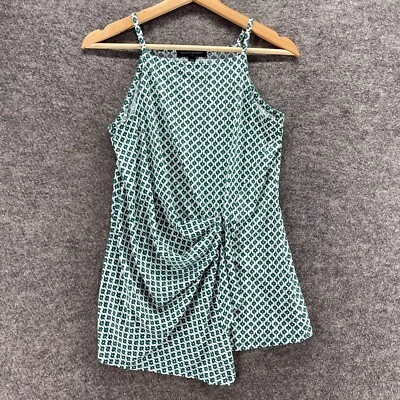 Blusa Banana Republic Mujer XS Verde Geométrica Sin Mangas Cuello Cuadrado Informal Foto 1 de 4