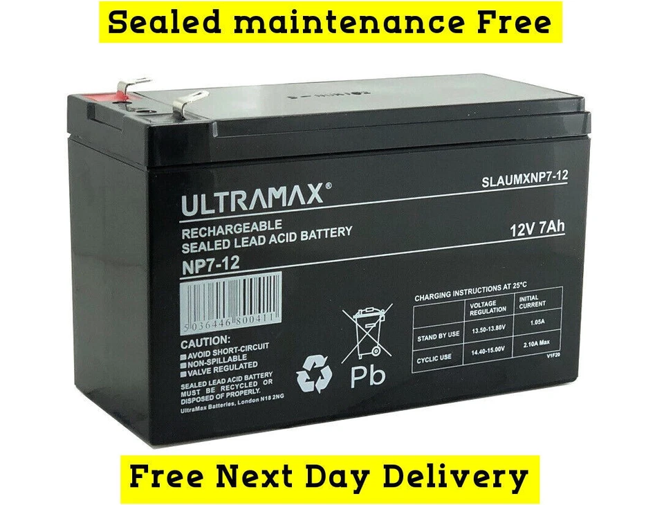 ULTRAMAX 12V 7AH Battery Toy Car Electric Bike Feber Peg Perego Injusa - Image 1 of 4