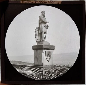Magische Laternenfolie KÖNIG ROBERT DER BRUCE STATUE, STIRLING SCHOTTLAND UM 1900 FOTO - Bild 1 von 4
