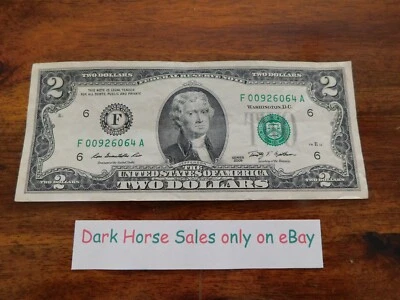 U.S. $2 Two dollar bill with low serial number F04Ax - Image 1 of 2