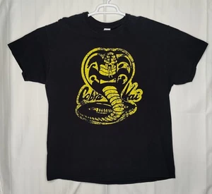 Cobra Kai mens Extra Large XL Black Yellow Tshirt Karate Strike First - Picture 1 of 6