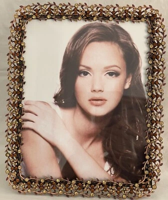 Marco de fotos decorativo de vid marrón hecho a mano con cristales de Swarovski esmalte Foto 1 de 4