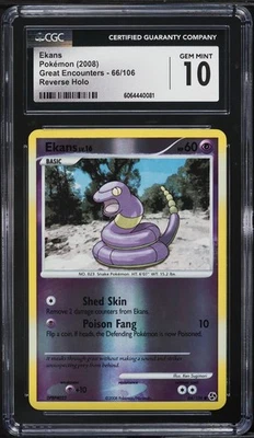 CGC 10 Ekans Reverse Holo Great Encounters D&P 2008 Pokemon Card #66 - Image 1 of 2