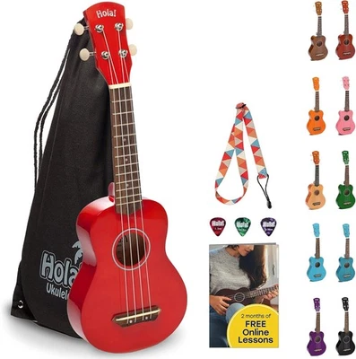 Hola! Music HM-21RD Maple Ukuleles with Bag & More, Soprano 21 Inch - Red - Image 1 of 4