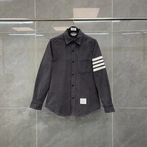 Thom Browne Autumn Striped Four-bar Lapel Long Sleeve Cardigan Shirt Jacket - Picture 1 of 24