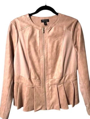 Blazer/jkt feminino THALIA SODI rosa empoeirado couro sintético macio tamanho M - Imagem 1 de 4