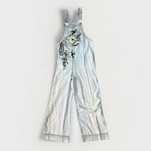 Double D Ranch Embroidered Floral Wide Leg Overalls Boho Western Flowy M - Picture 1 of 8