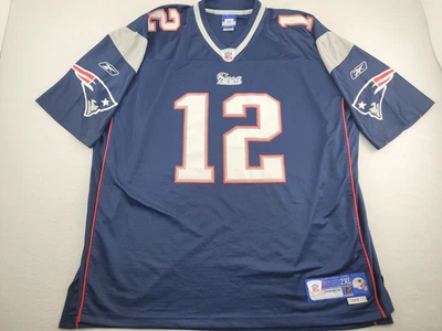 Auténtica camiseta vintage de jugadores de los Patriots Reebok Tom Brady #12 equipo de la NFL 2XL Foto 1 de 4
