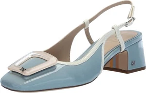 Sam Edelman Tracie Robin Egg Blue/Porcelain Slingback Squared Toe Buckle Pumps - Picture 1 of 6