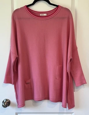 Mersea Pink Catalina Loose Fit Round Neck Women's Travel Sweater Size OS P2520 - Image 1 of 4