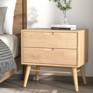 Bedside Table Drawers Side End Table Storage Cabinet Nightstand Oak GINO - Picture 1 of 7