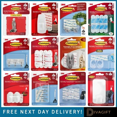 3M COMMAND WHITE CLEAR HOOKS AND DECORATING CLIPS INDOOR DECORATION DAMAGE FREE - Image 1 of 4