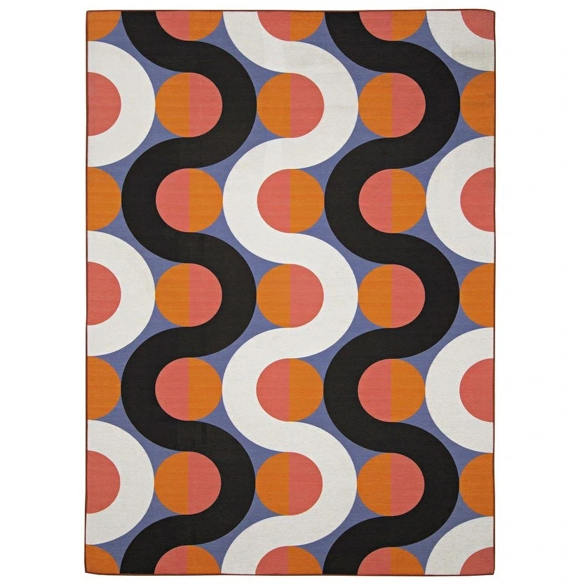 Linon Outdoor Washable Jupiter Orange And Pink 2' X 3' Area Rugs RUGOW2123 - Image 1 of 4